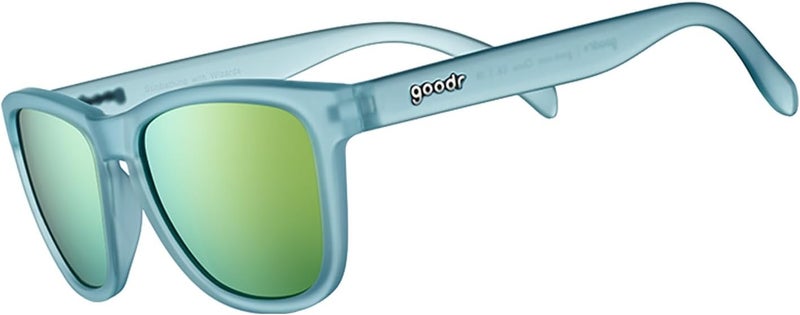 Goodr Sunbathing with Wizards Polarized Sunglasses, Medium Sized (OG), Light Blue Translucent Frames with Gold Mirrored Reflective Lenses, UV400 Protection, No Slip, No Bounce - Image 1